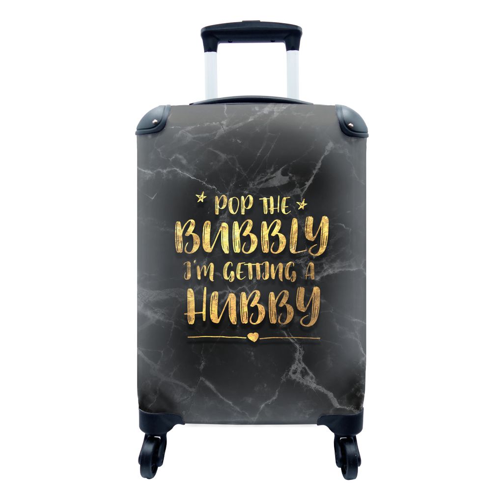 MuchoWow Koffer Handgepäck Trolley Rollkoffer Kleine Reisekoffer mit 4 Rollen - Zitate - Braut zu sein - Gold - Marmor - Cabin Size < 55x40x23 c...