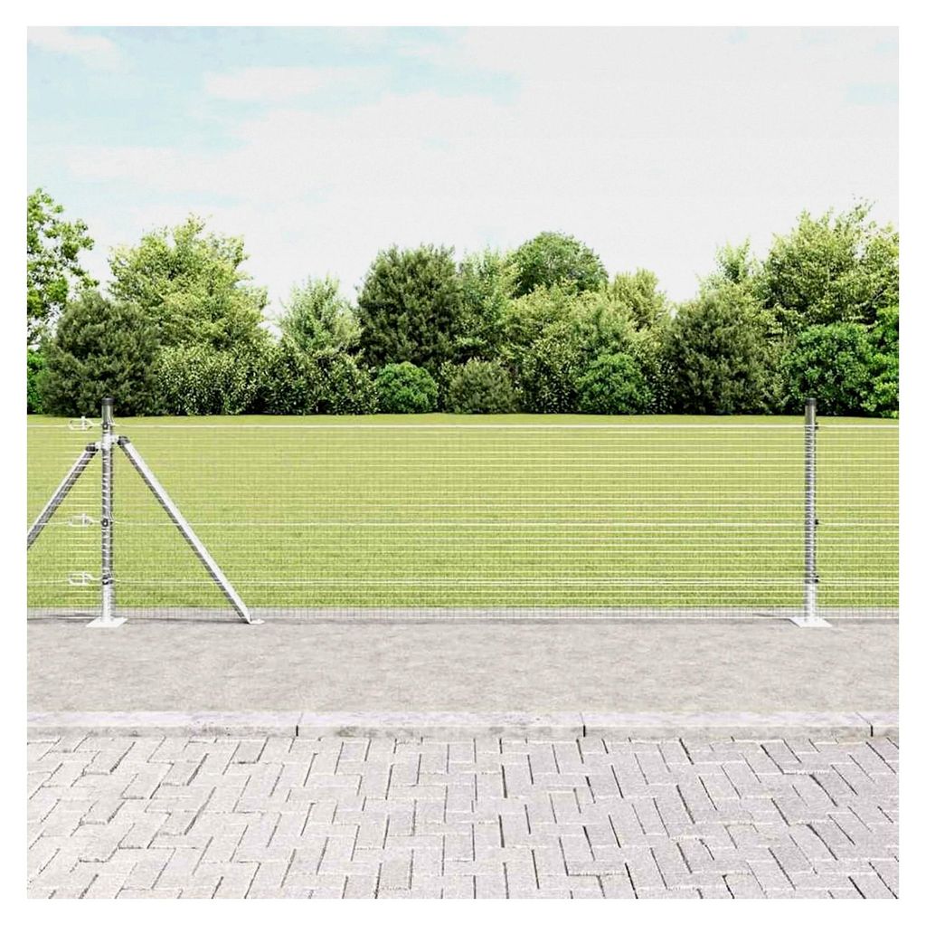Schweißdrahtzaun mit 7 Flanschpfosten 0,6 x 10 m aus feuerverzinktem Stahl, Gartenzaun Maschendraht Sichtschutz für Garten, Hof, Kaninchen, Hühn...