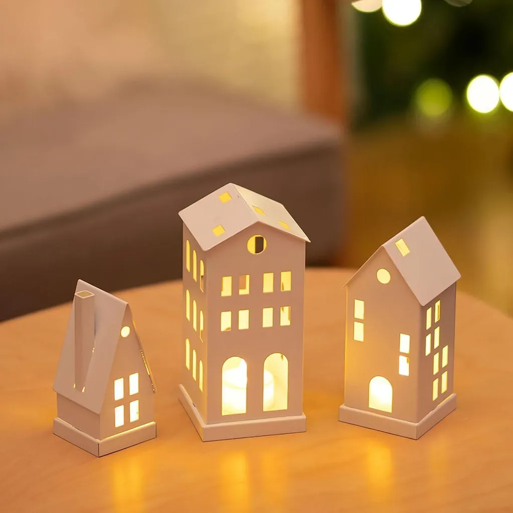 Decorazioni Natale Romadedi: Set 3 Portacandele Metallo e LED Sicuri
