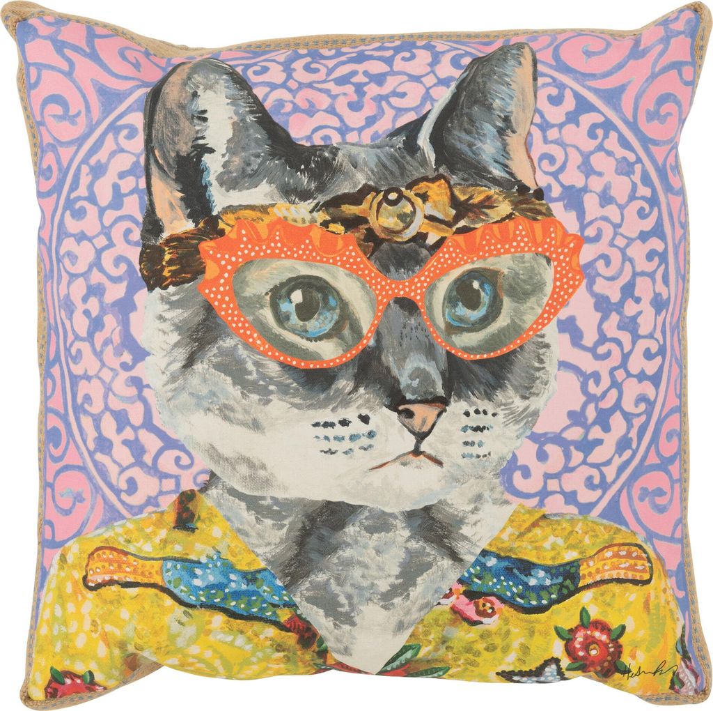 Kissen katze popart polyester/leinen mix