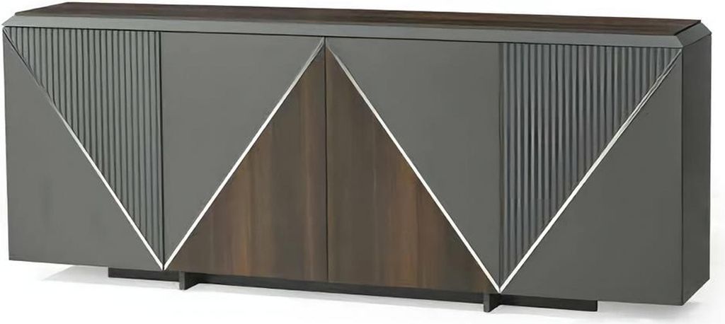 Sideboard Schrank Beistellschrank Dreieckig Muster Grau Arbeitszimmer