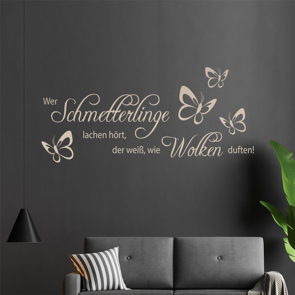 Wer Schmetterlinge lachen hört ... Wandtattoo in 6 Größen - Wandaufkleber Wall Sticker - Dekoration, Küche, Wohnzimmer, Schlafzimmer, Badezimmer