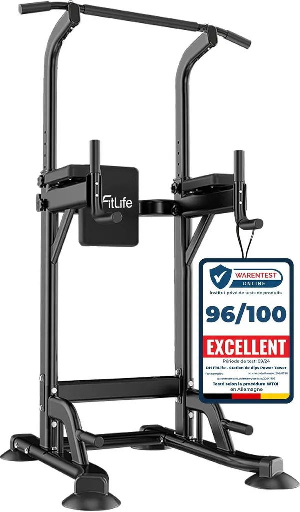 Power Tower Dip Station Ajustable - Station de Musculation Robuste