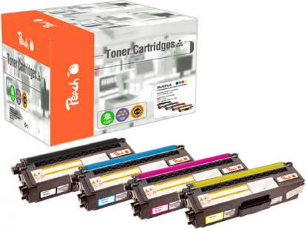 Peach 112061 Cartouches de Toner Multipack Noir et Couleur 4 Pièces
