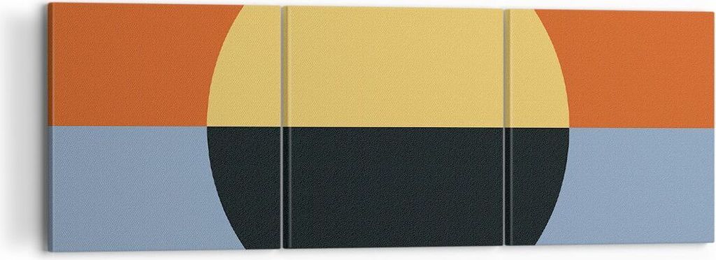 Bild auf Leinwand - Leinwandbild - 3 Teile - Abstraktion Halbkreis Kontrast - 120x40cm - Wand Bild - Wanddeko - Wandbilder - Leinwanddruck - Bilder...