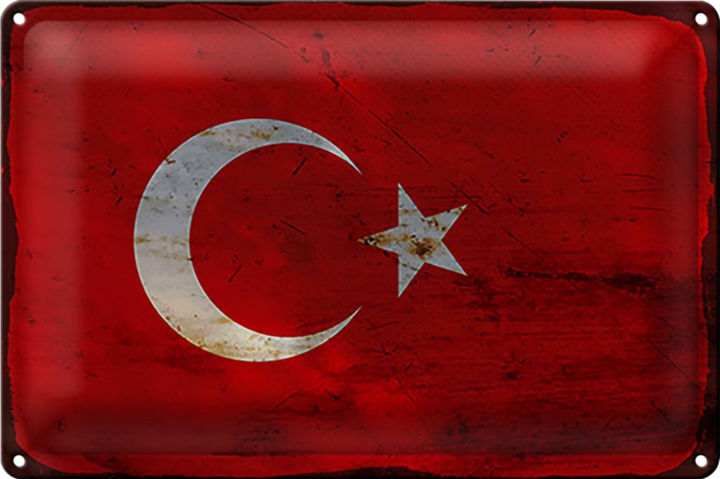 Blechschild Flagge Türkei 30x20cm Flag of Turkey Rost
