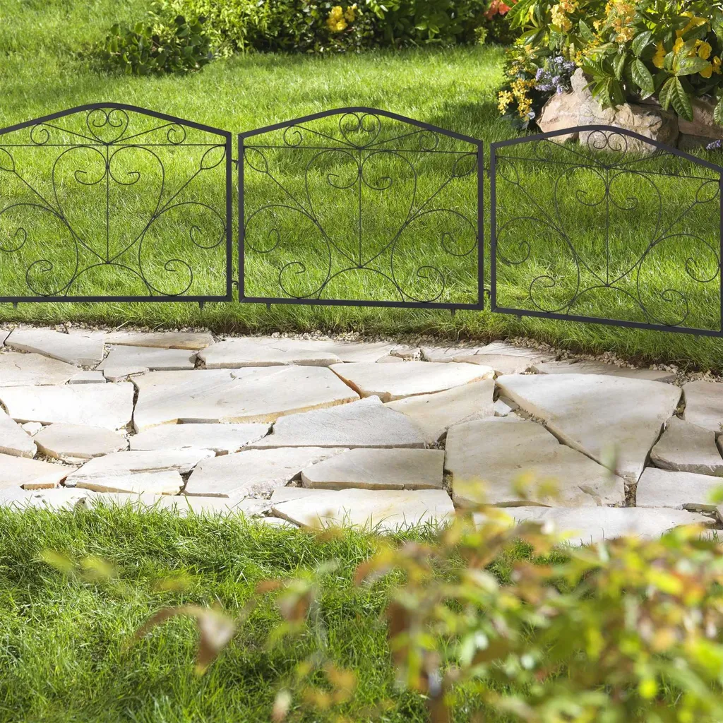 Clôture métallique de parterre résistante aux intempéries, pack de 4