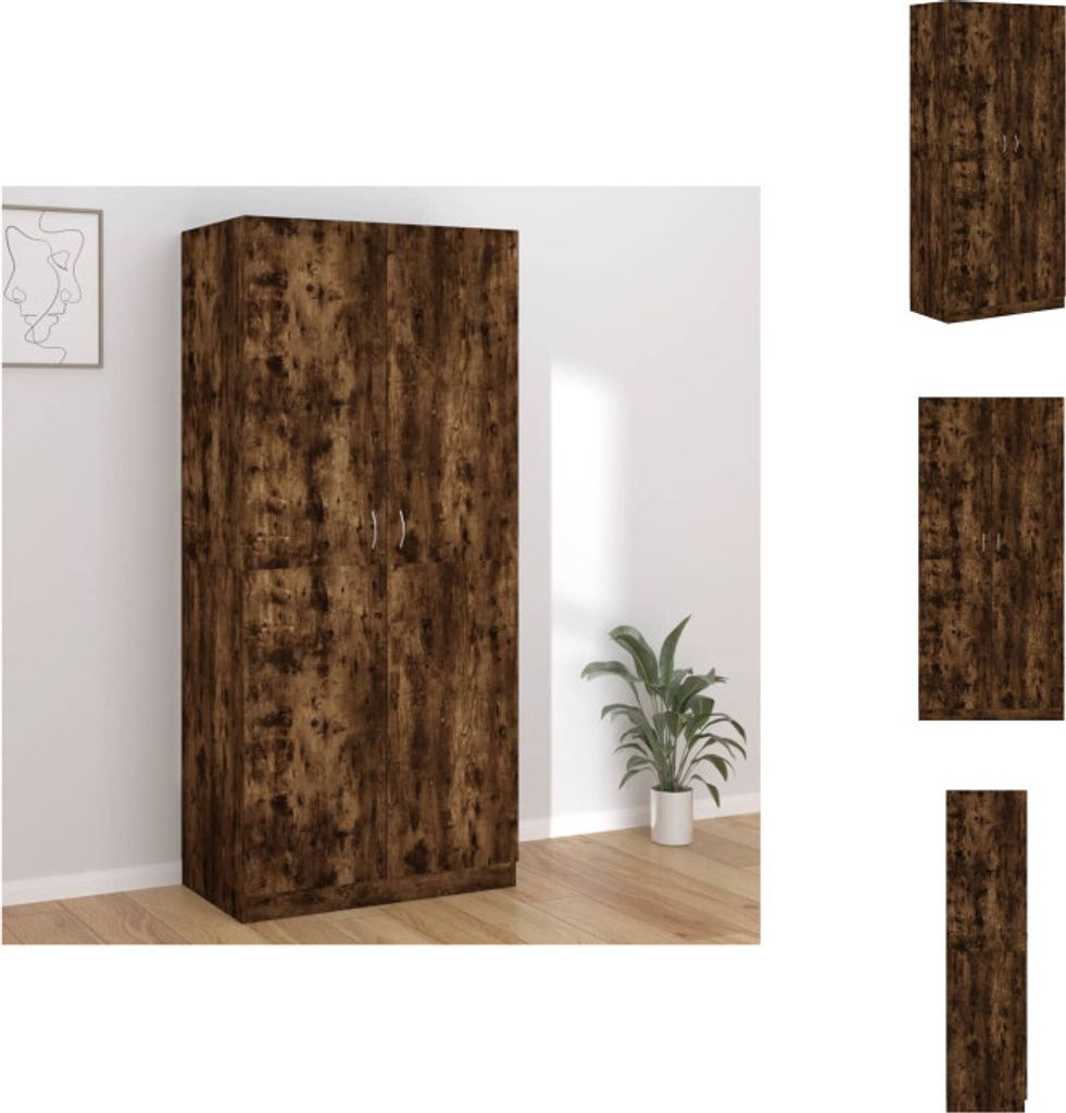 vidaXL Kleiderschrank Räuchereiche 90x52x200 cm Holzwerkstoff - Kleiderschränke