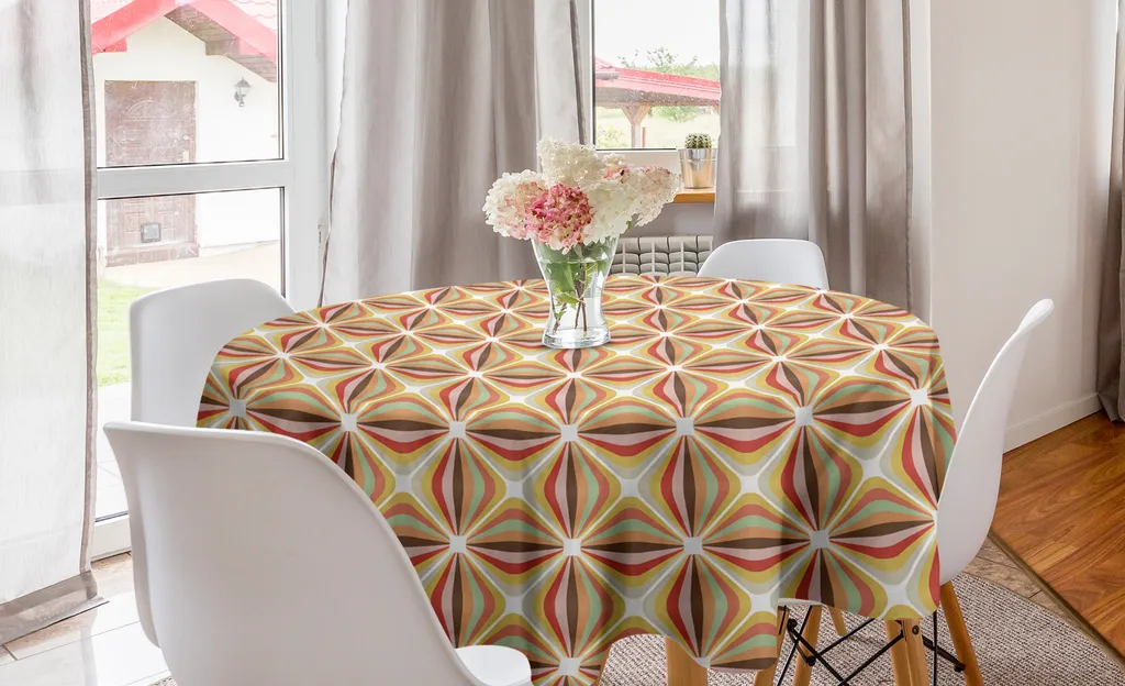 Tovaglia per Famiglia Rotonda 150 cm ABAKUHAUS - Colori Geometrici