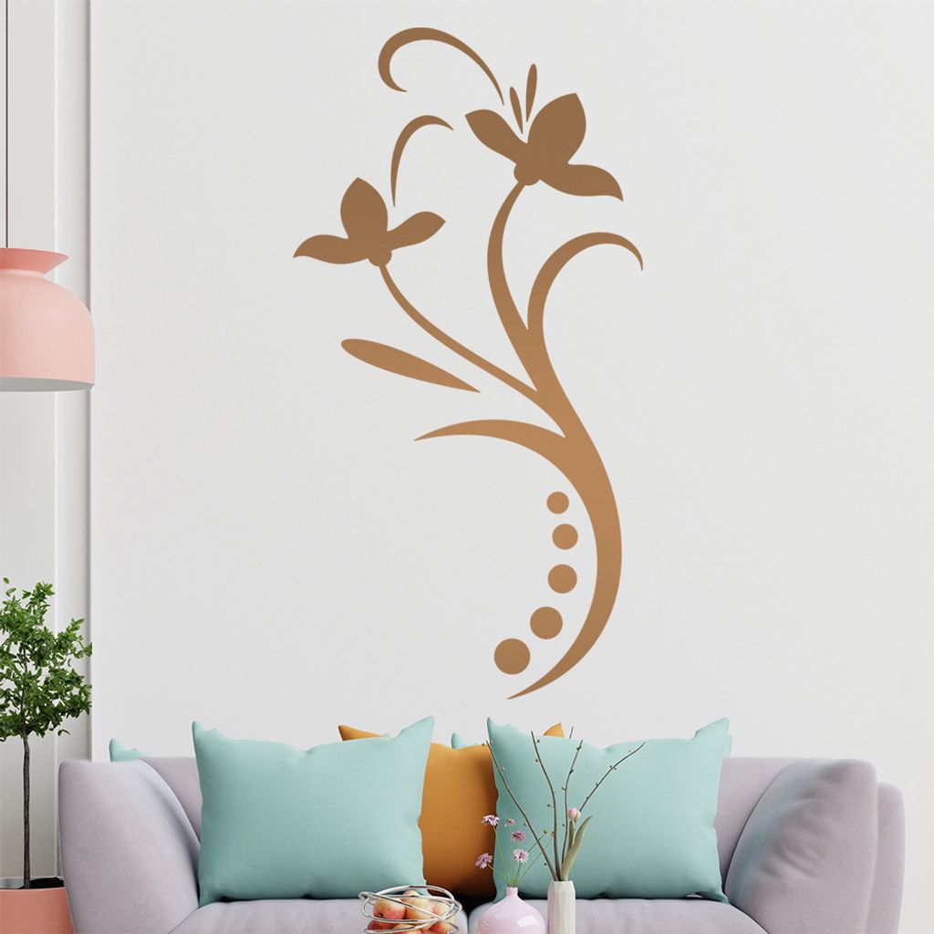 Blume - Linien Punkte Wandtattoo in 6 Größen - Wandaufkleber Wall Sticker - Dekoration, Küche, Wohnzimmer, Schlafzimmer, Badezimmer