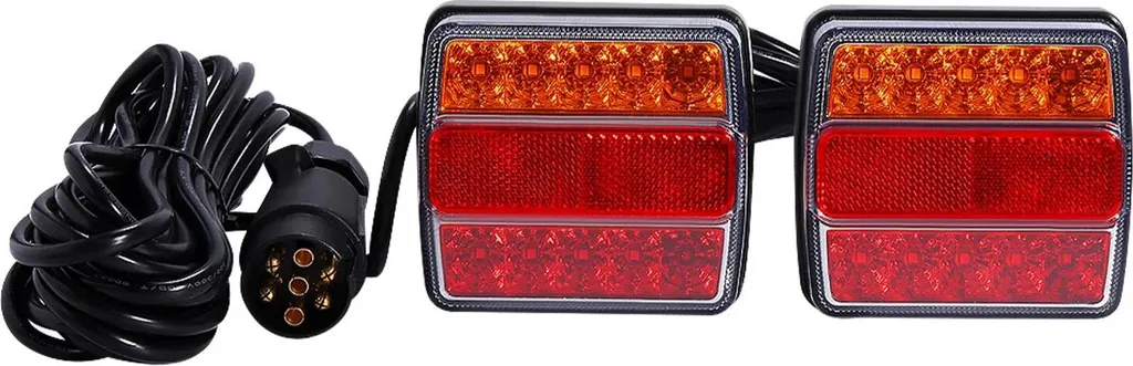 Set Luci Posteriori LED Rimorchio 12V IP68 - Kit Professionale 7 Poli