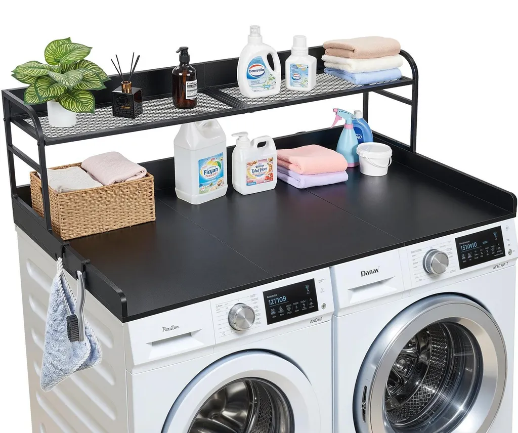 Panneau de recouvrement pour buanderie noir 137cm avec rangement inclus
