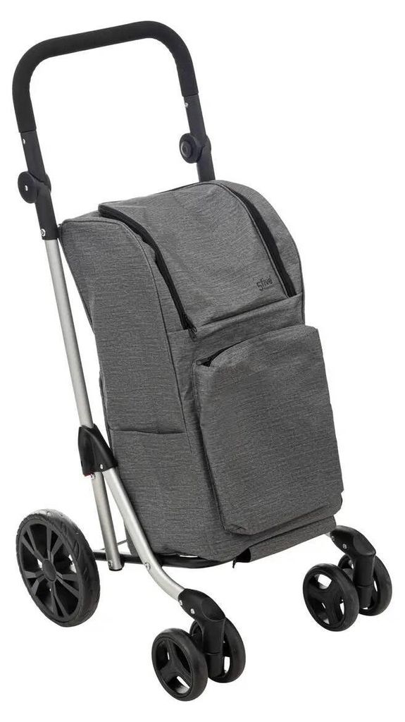 Einkaufswagen mit stabilen Rädern, grau, 46 l Produktbild 