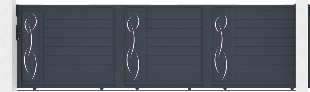 Schiebetor 5m LIFE H.140cm Aluminium + 2 EIFEL Pfosten 20x20cm H.166cm GRAU