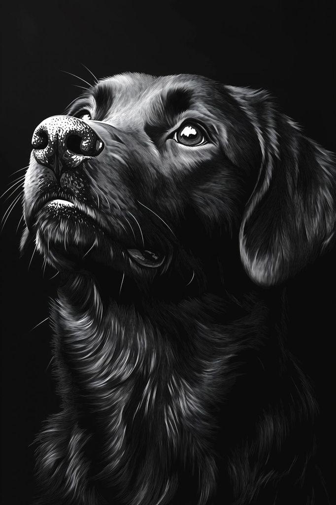 Plakat 40x60cm Tierporträt für Wohnzimmer | Labrador 2 | Schwarz Weiß