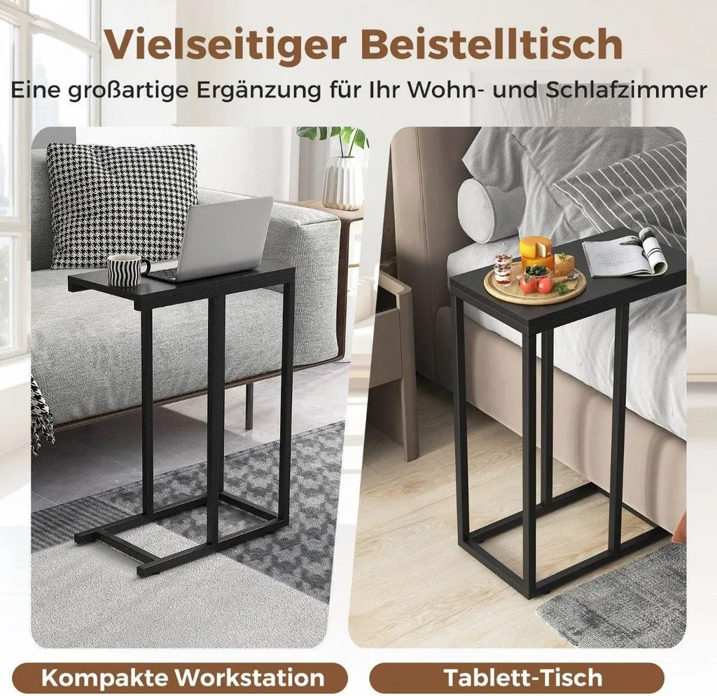 Support ordinateur portable pour canapé table d'appoint en métal 64 cm
