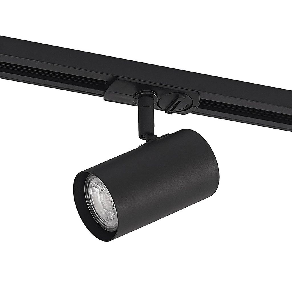 Lindby Schienenspot Linaro, GU10, Ø 6 cm, schwarz, 1-Phasen