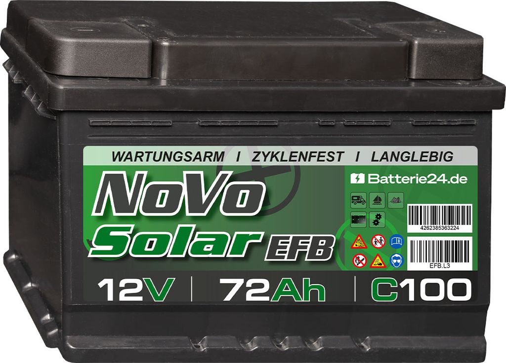 NoVo Solar EFB 12V 72Ah Versorgerbatterie