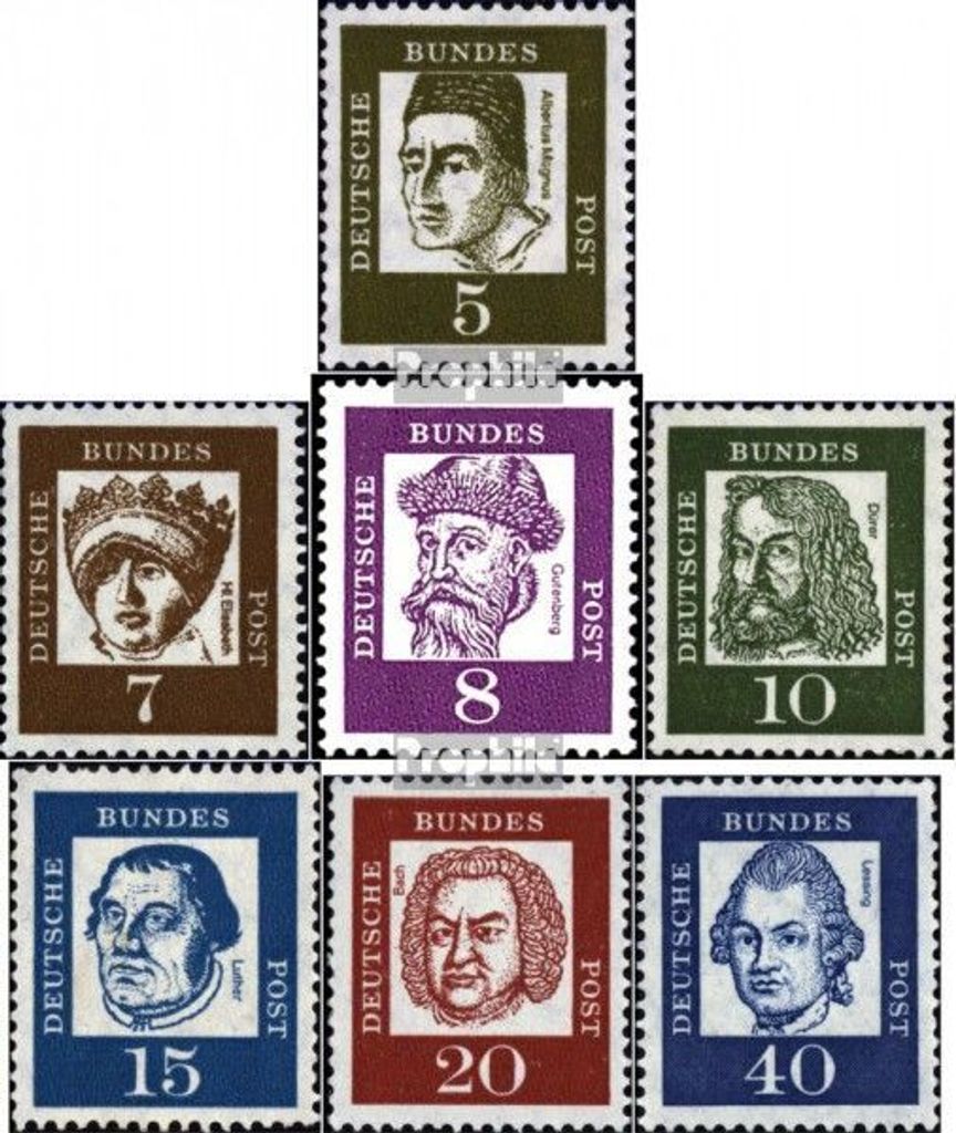 Briefmarken BRD (BR.Deutschland) 1961 Mi 347x-355x (kompl.Ausgabe) normales Papier postfrisch Bedeutende Deutsche