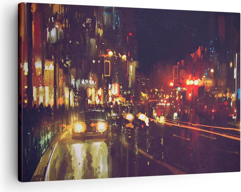 Bild auf Leinwand - Leinwandbild - Stadt Nacht Straße - Produktbild 