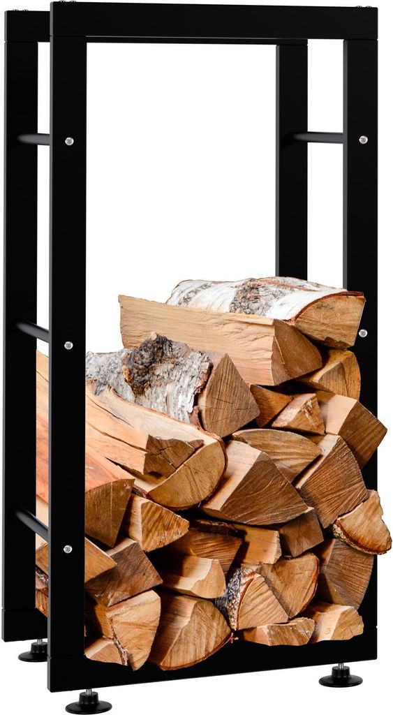 DELUKE Kaminholzregal innen Metall SATLO - für Feuerholz | Brennholzregal innen Kaminholzständer Kaminholzhalter Feuerholzregal Innen| Schwarz,...