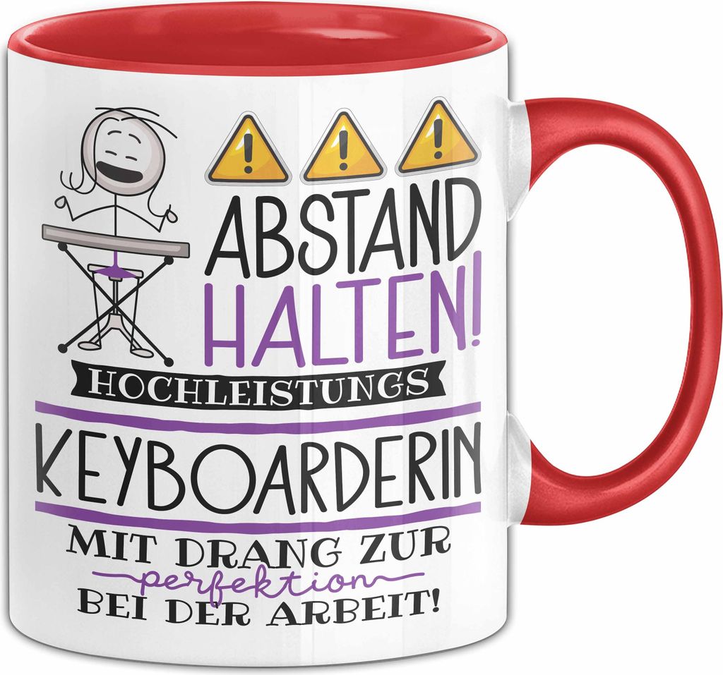 Keyboarderin Tasse Geschenk Lustig Abstand Halten Hochleistungs-Keyboarderin Mit Drang Zur Perfektion Bei Der Arbeit (Rot)