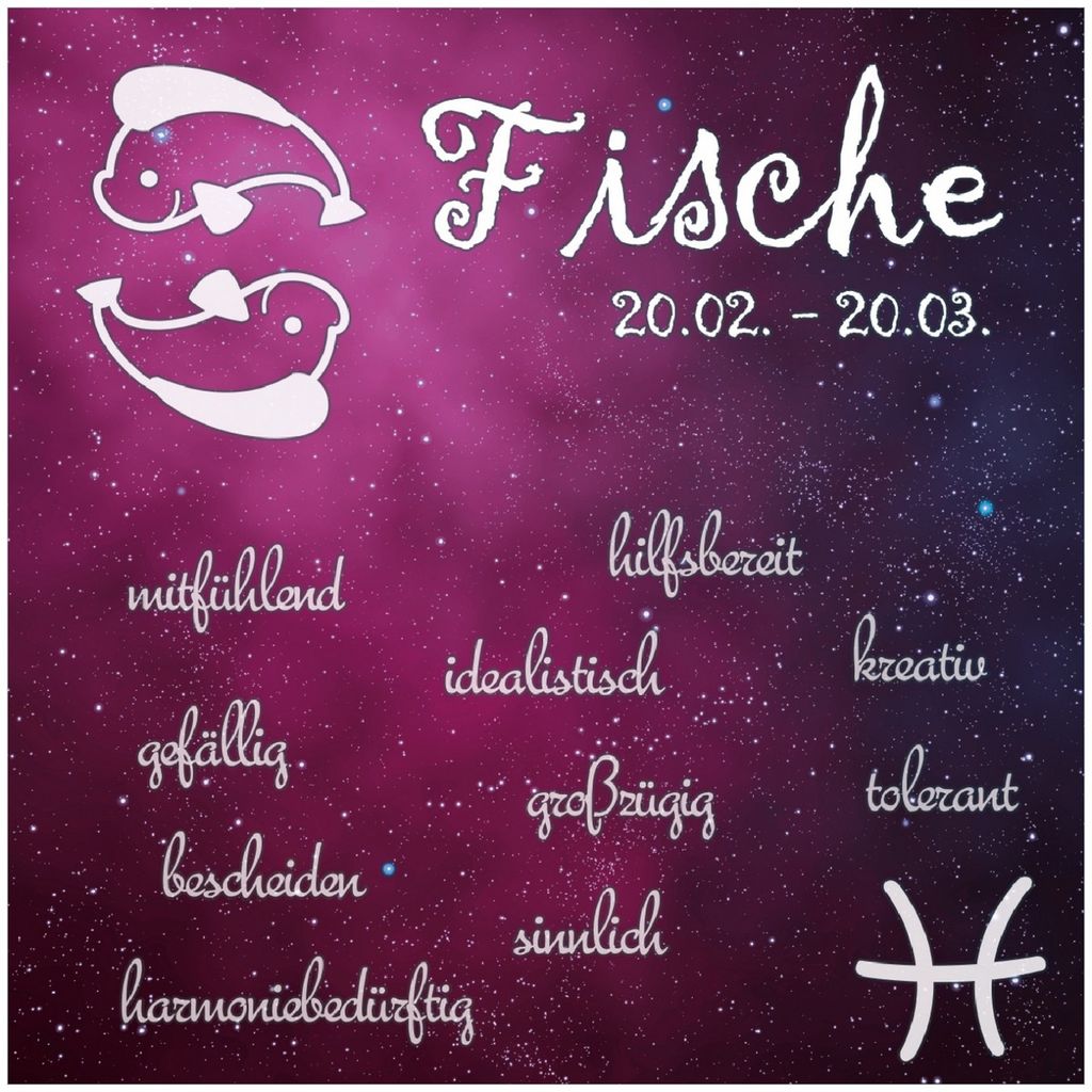 Wallario Memoboard Magnettafel aus Glas, Größe 50 x 50 cm, Motiv Sternzeichen Fische