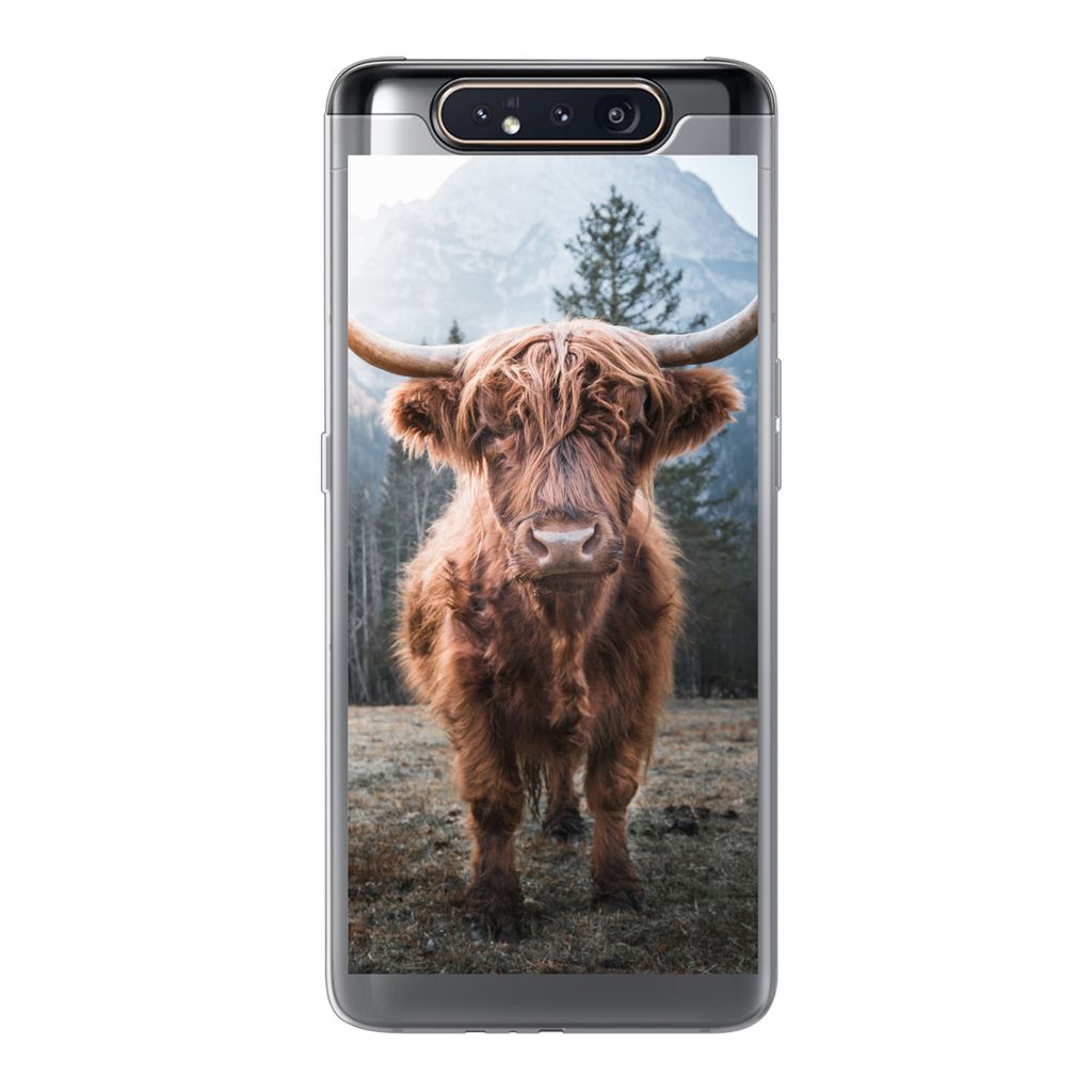 MuchoWow Handyhülle Schutzhülle Hülle für Samsung Galaxy A80 Schottischer Hochländer - Kuh - Tiere - Berg - Natur Silikon Softcase Handy Hü...