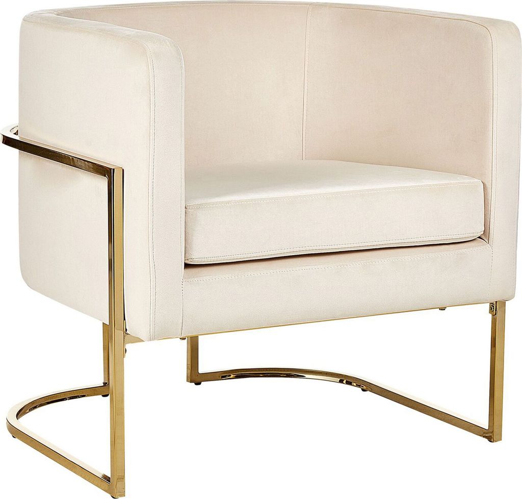 BELIANI Sessel Hellbeige Polsterbezug aus Samtstoff mit Produktbild 
