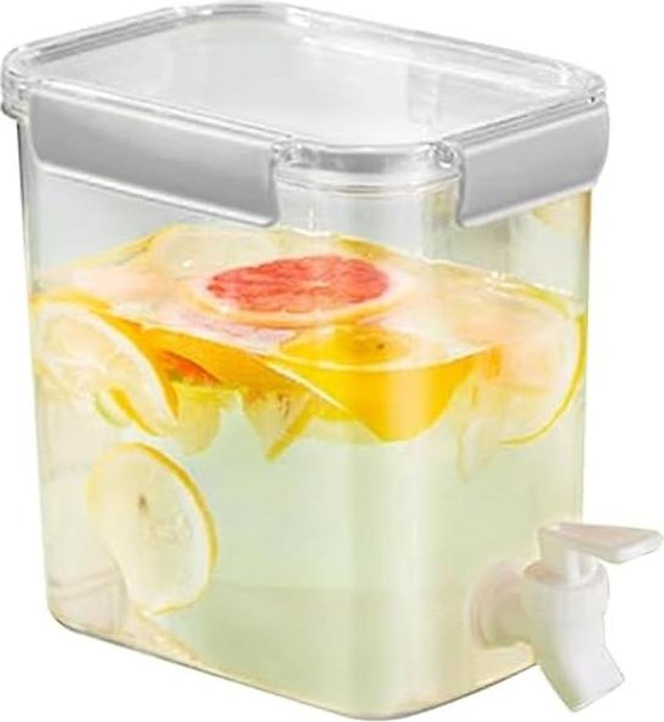 3.5 L Wasserspender mit Zapfhahn, Kühlschrank Getränkespender mit Deckel, BPA-Frei Wasserbehälter für Saft, Limonade, Eistee, Milch, Cocktails ...