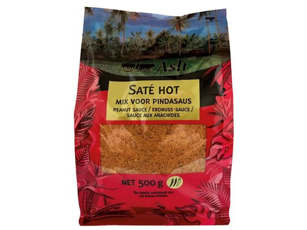 Asli Saté HOT Erdnuss Sauce 500g | Mix für Sateé-Sauce Produktbild 