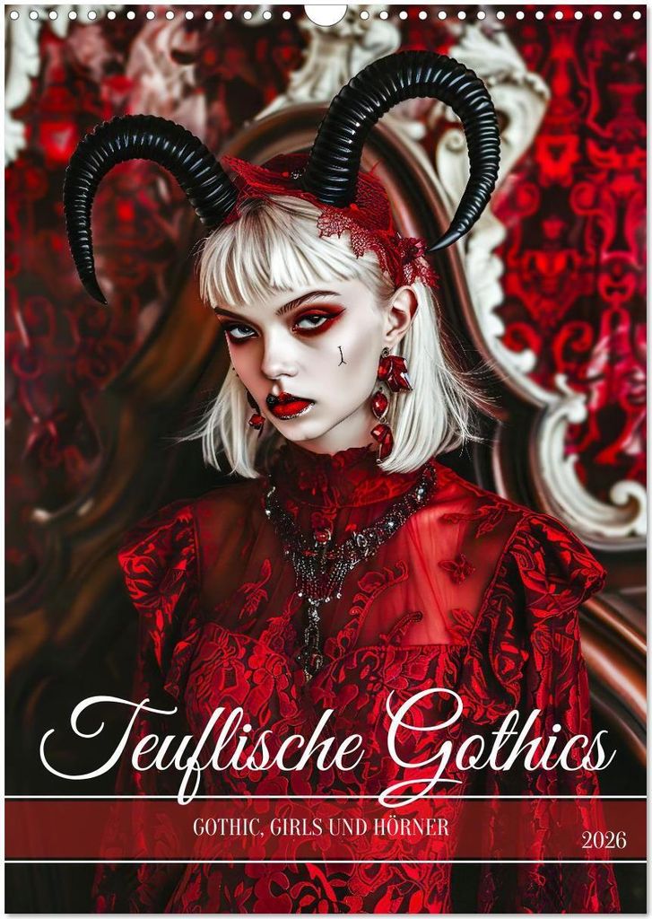 Teuflische Gothics - Gothic, Girls und Hörner (Wandkalender 2026 DIN A3 hoch), CALVENDO Monatskalender
