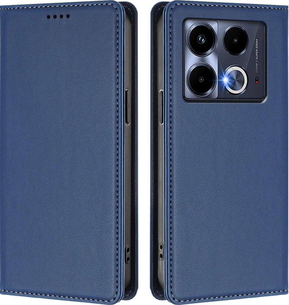 Handyhülle für Infinix Note 40 5G, Kunstleder Klapphülle Stoßfeste Magnetische Hülle mit Ständer Dunkelblau