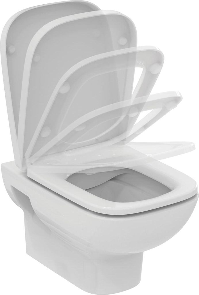 Ideal Standard i.life A WC-Set, Wandtiefspül-WC mit Absenkautomatik, Eckiges Design, Alpin Weiß