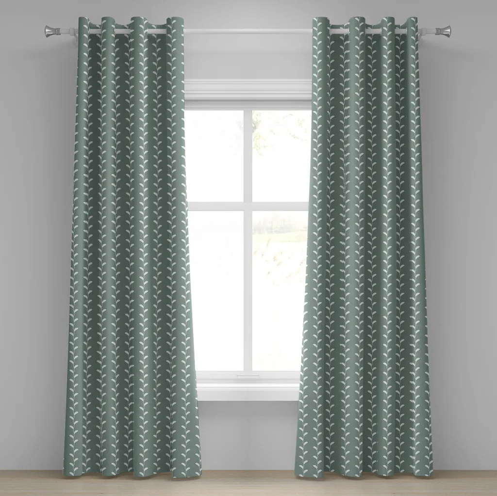 Rideau déco branches ondulées vert sauge 280x175cm pour masquer le vis-à-vis