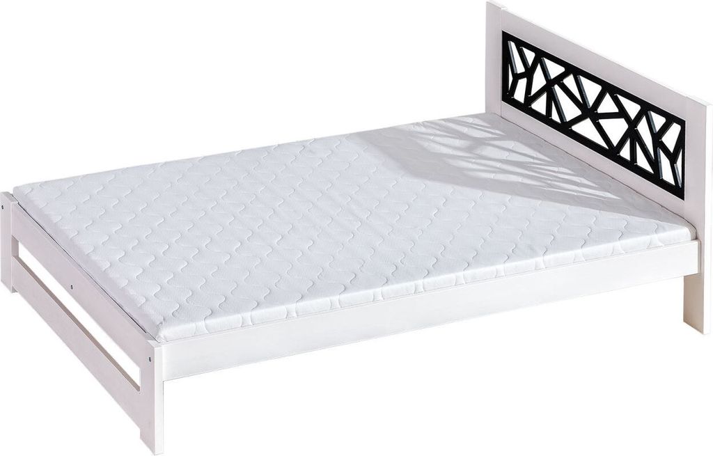 Einzelbett / Gästebett Gurami inkl. Lattenrost, Farbe: Weiß / Schwarz - 90 x 200 cm (B x L)