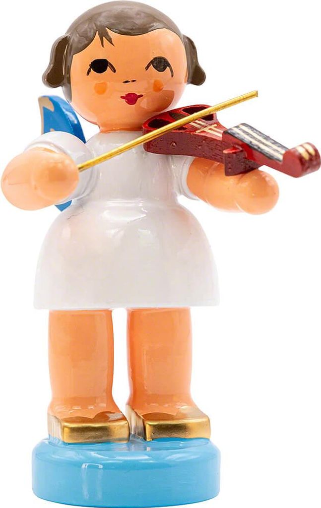 Engel mit E-Geige - Blaue Flügel - stehend (6cm) von Kunstgewerbe Uhlig