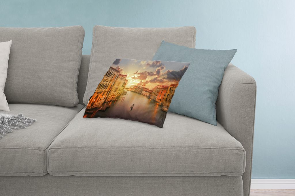 MuchoWow Zierkissen Sofakissen Wohnzimmer Dekokissen 60x40 cm Italien - Gondel - Canal Grande - Kopfkissen - Polster mit Foto