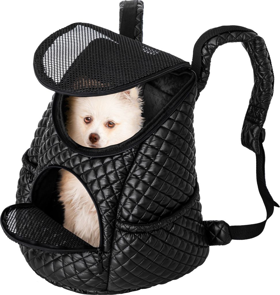 Rucksack für den Transport von Tieren, Tragetasche, Katzenrucksack, Katzenbox, Hundetasche, Hunde oder Katzenleine, Schwarz, Gr.2: 39x35x30 cm