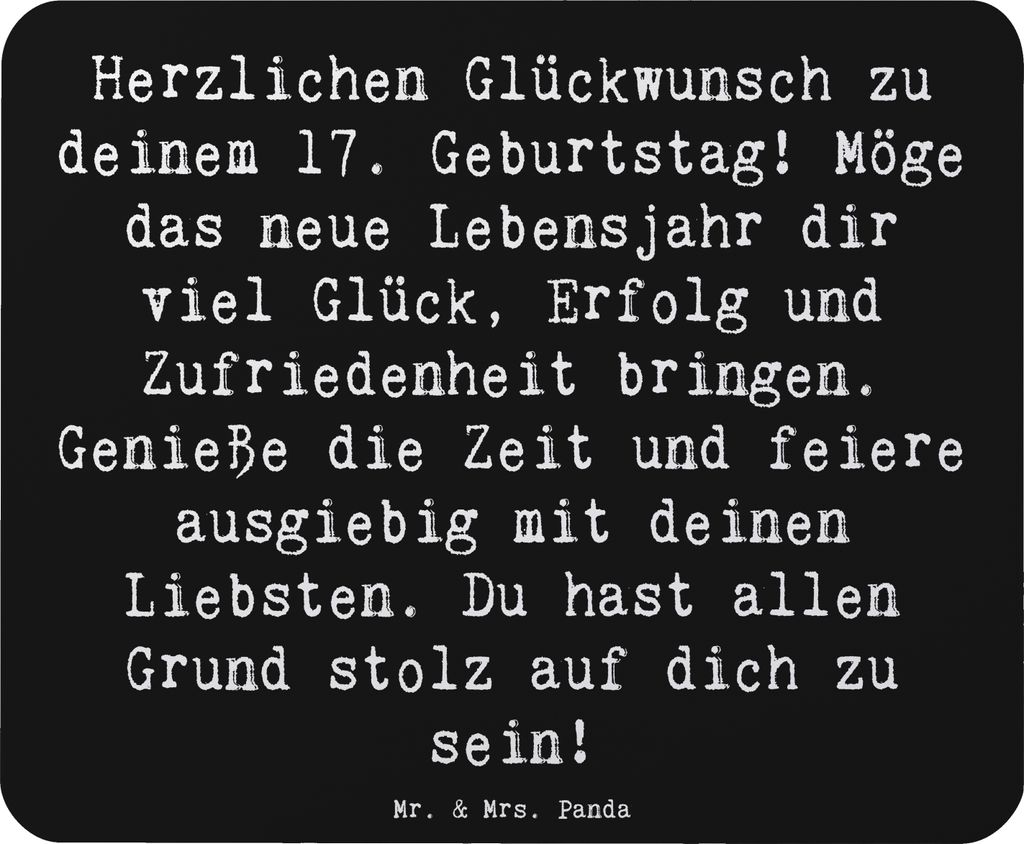 Mr. & Mrs. Panda Mouse Pad Spruch 17. Geburtstag - Schwarz - Geschenk, wertvolle Erfahrungen, Mousepad, Happy Birthday, siebzehnter, mauspad laptop...
