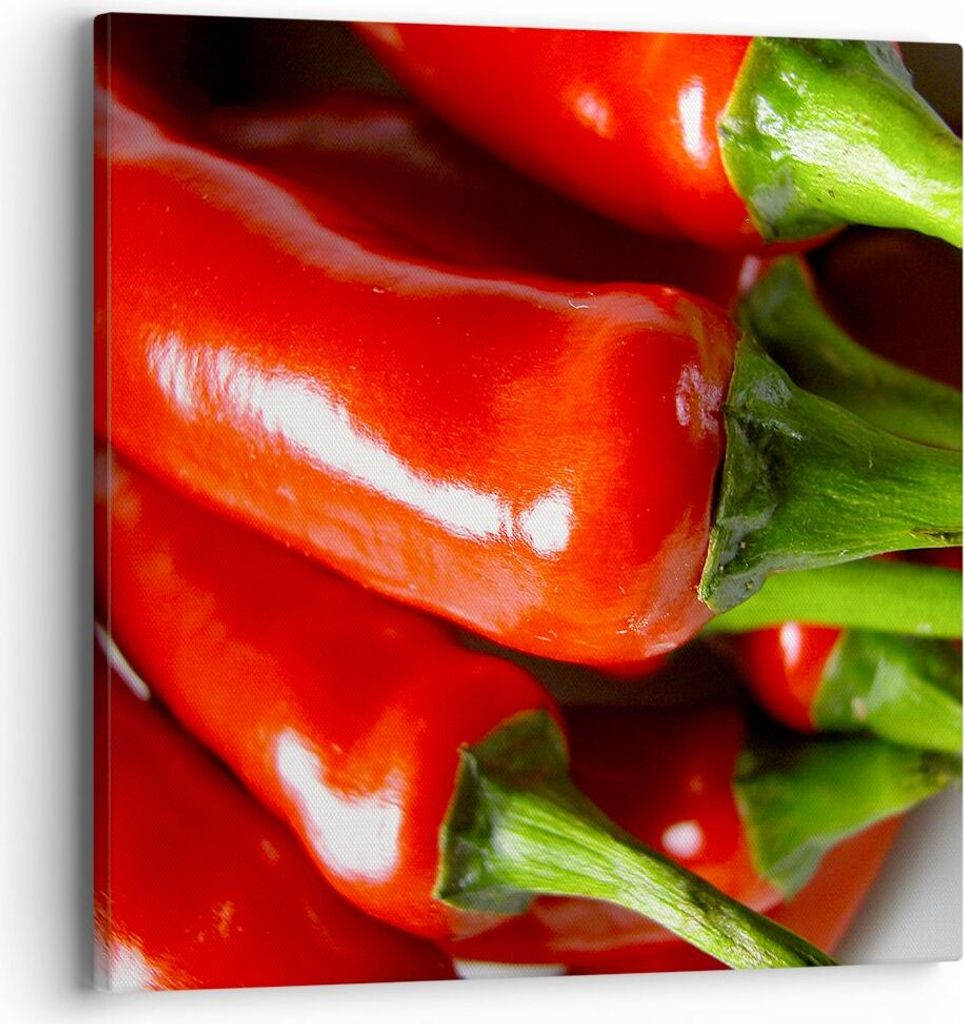 Bild auf Leinwand - Leinwandbild - Gemüse würzig Chili - 40x40cm - Wand Bild - Wanddeko - Wandbilder - Leinwanddruck - Bilder - Kunstdruck - Wand...