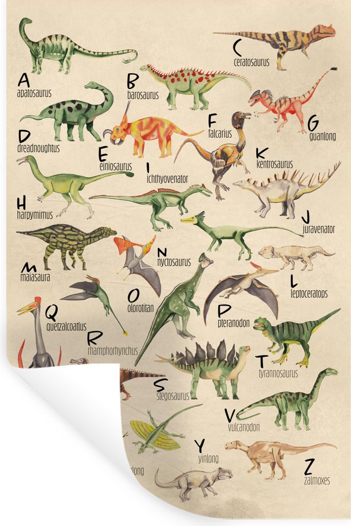 MuchoWow Wandtattoo Wandsticker Wandaufkleber Alphabet - Dinos - Kinderzimmer - Jungen - Mädchen - Kinder 60x90 cm Selbstklebend und Repositioni...