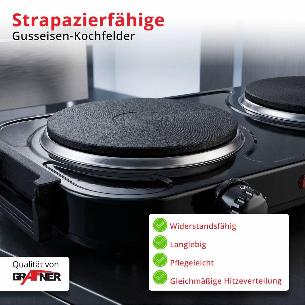 Grafner Kochplatte doppelt mit klappbaren Griffen, 2000