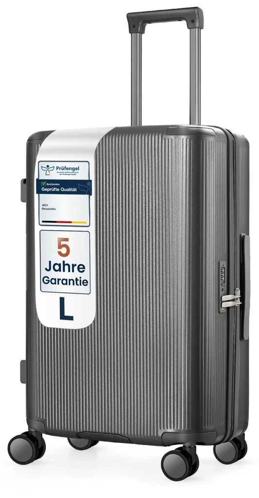 4FLY Hartschalen-Reisekoffer 68 cm (67L) aus Polycarbonat – mit TSA-Schloss, 4 Spinner-Doppelrollen und Aluminium-Teleskopgriff, Aufgabegepäck