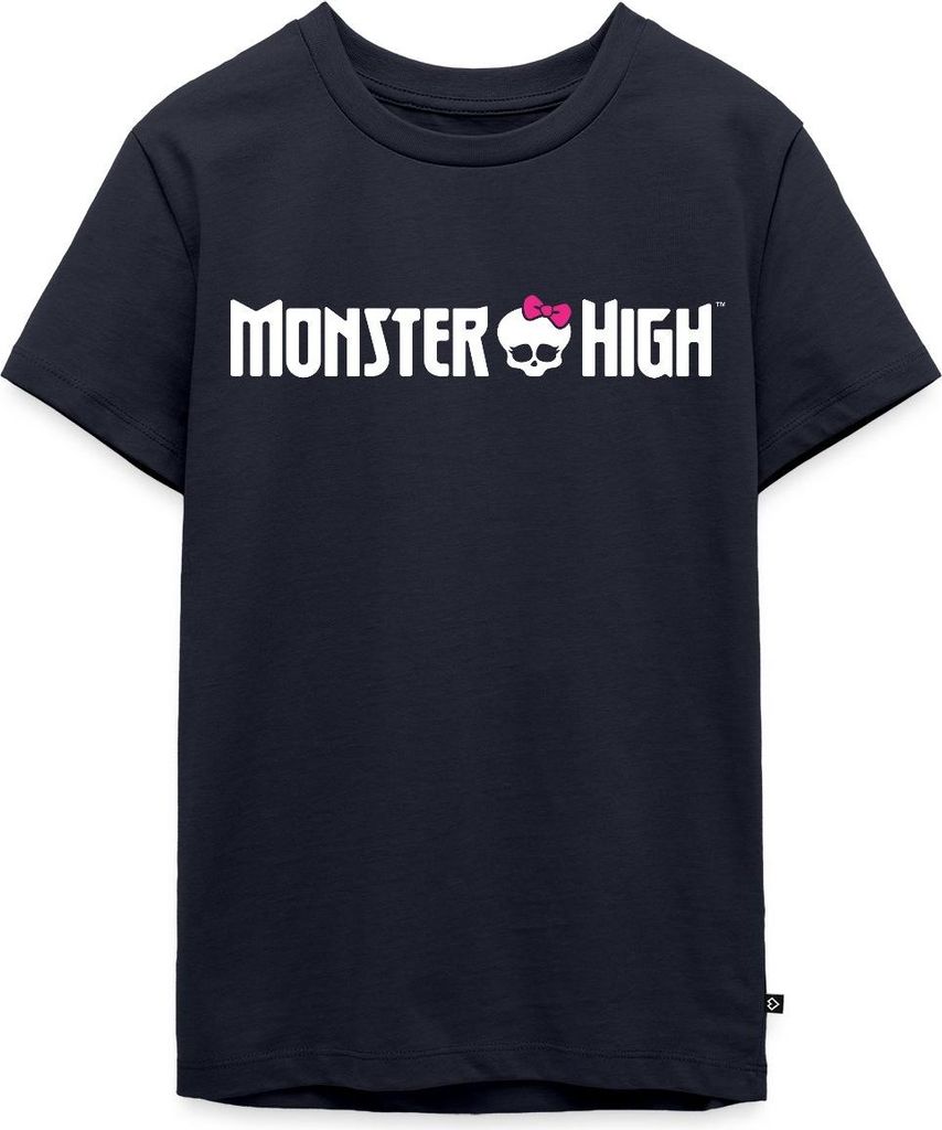 Spreadshirt Monster High Offizielles Logo Mit Totenkopf Teenager Premium T-Shirt, 158/164 (12 Jahre), Navy