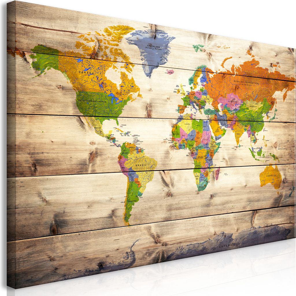 Wandbild Mega XXXL Weltkarte 250x125 cm Einteiliger XXL-Format Kunstdruck zur Selbstmontage Leinwandbilder moderne Bilder DIY Wanddekoration Wohnun...