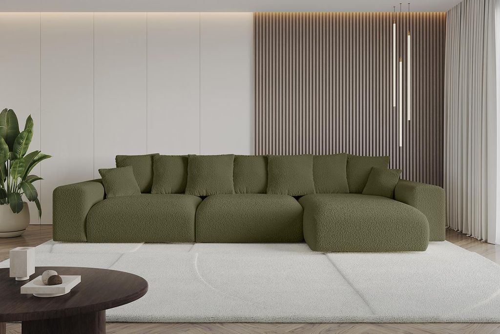 Ecksofa mit Schlaffunktion und Bettkasten ESKAR-L2 - 364x176x72 cm Grün - Corner Sofa Bett Eckcouch Couch L-Form Schlafcouch Ausziehbar Wohnlandsc...