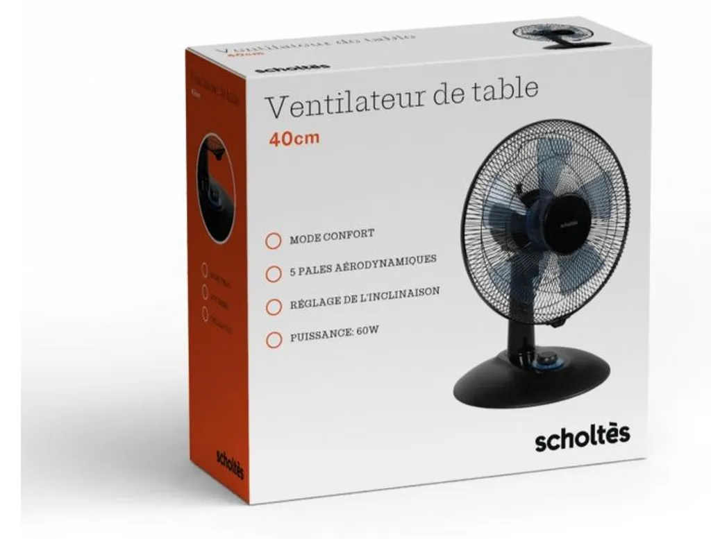 Ventilateur de table Scholtes SCVT40SIL 40cm 60W Noir Haute Performance - 2