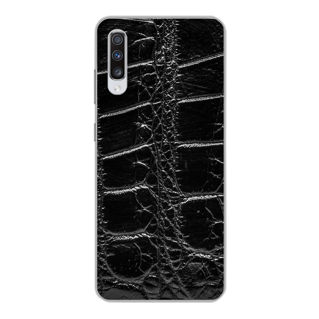 MuchoWow Handyhülle Schutzhülle Hülle für Samsung Galaxy A70 Tiermuster - Krokodile - Leder Silikon Softcase Handy Hülle - Schutzhaube