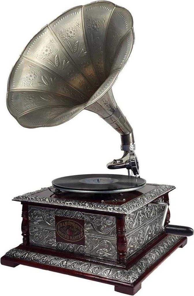 Grammophon eckig Messing-Montur